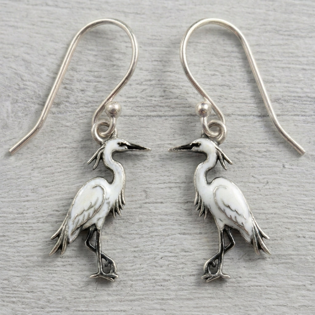 The Great White Egret - Earrings